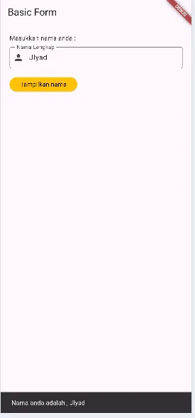 Screenshot Hasil running TextField